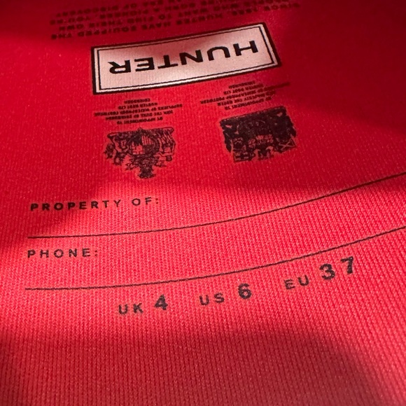 Hunter Original Tall Gloss Women's Red Coral Rubber Knee-High Rain Boot US 6 - Picture 9 of 9